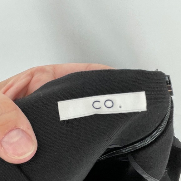 Co Linen Blend‎ Black Midi Dress Puff Sleeve Scoop Neck Elegant Classic Party - Picture 5 of 8